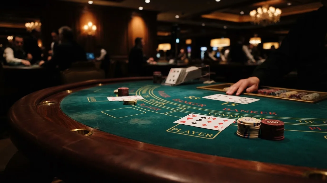 Table de baccara et jeux de cartes dans une salle de casino