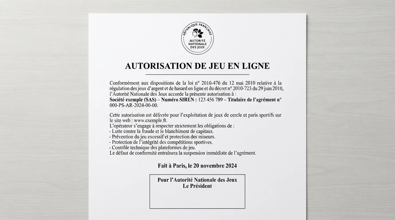 Le logo de l'Autorité nationale des jeux sur un document officiel imprimé