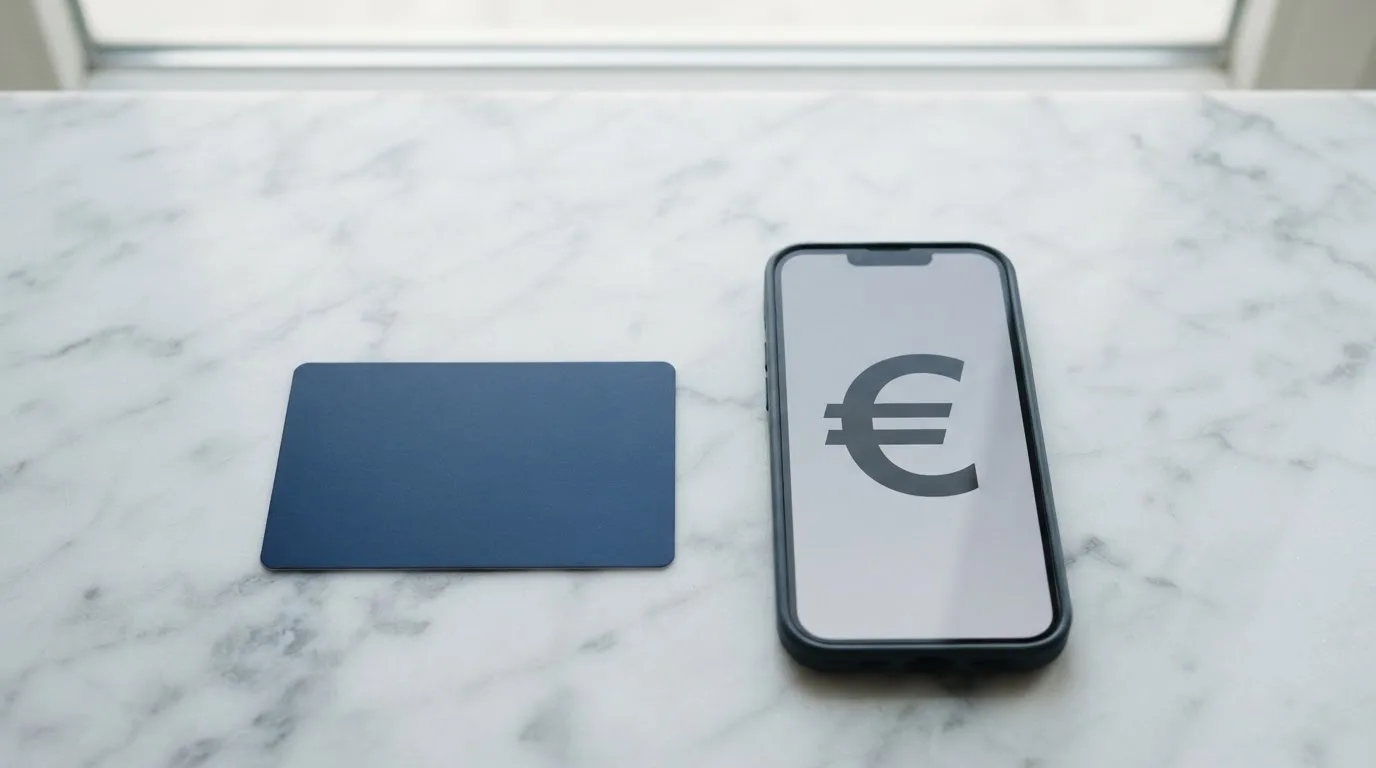 Carte bancaire posée près d'un smartphone affichant une interface de paiement générique.